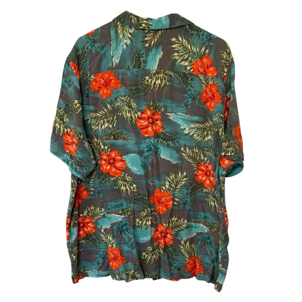 GEORGE Hawaiian Shirt Mens Size 3XL Short Sleeve Lightweight Orange Blue Green - Picture 3 of 3